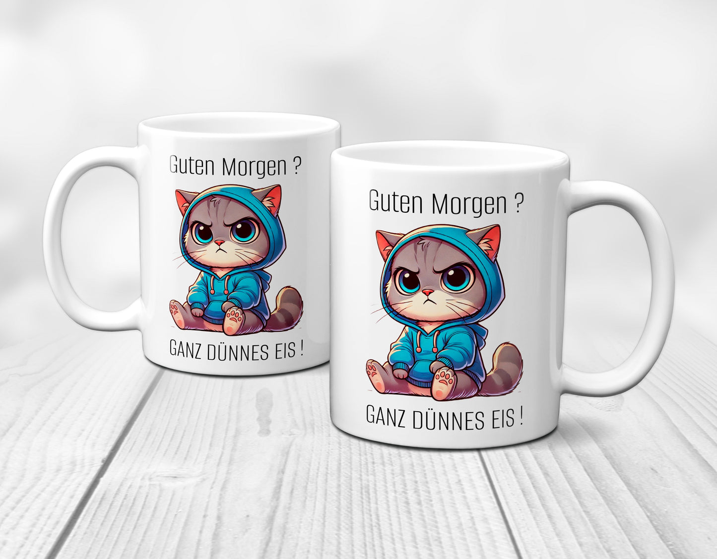 Süße Katze mit Spruch - Guten Morgen? Ganz dünnes Eis!