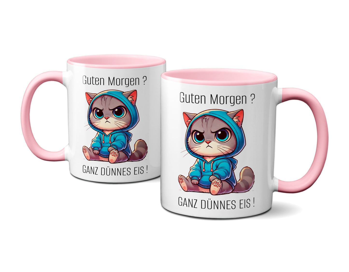 Süße Katze mit Spruch - Guten Morgen? Ganz dünnes Eis! (rosa)