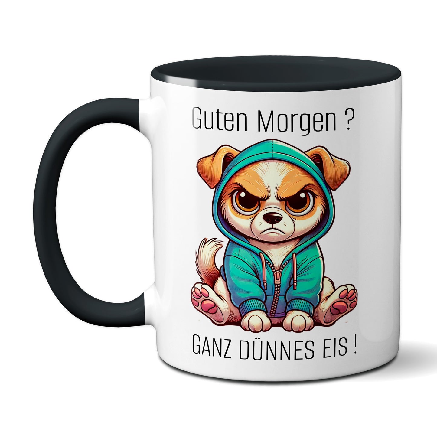 Süßer Hund mit Spruch - Guten Morgen? Ganz dünnes Eis! (schwarz)