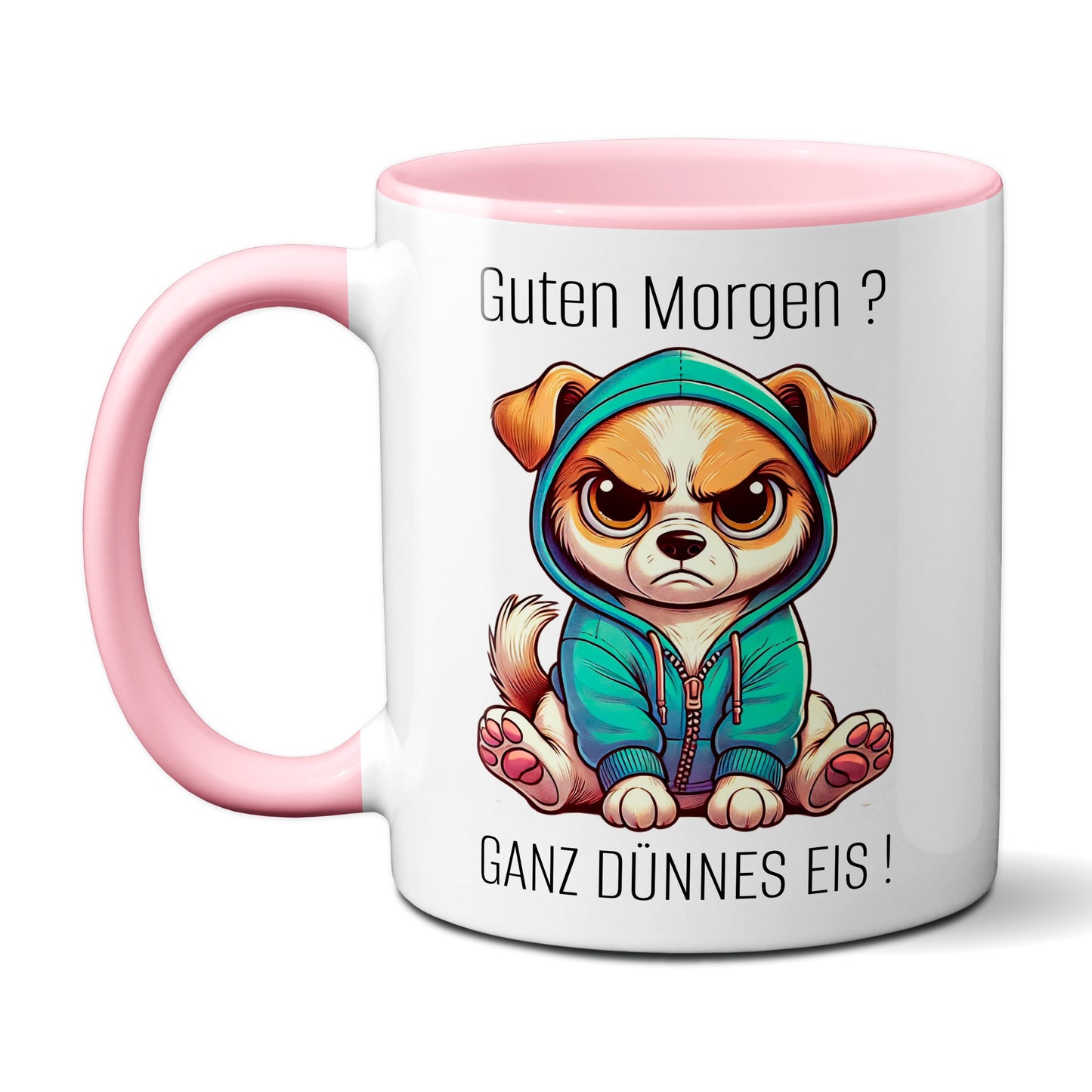 Süßer Hund mit Spruch - Guten Morgen? Ganz dünnes Eis! (rosa)