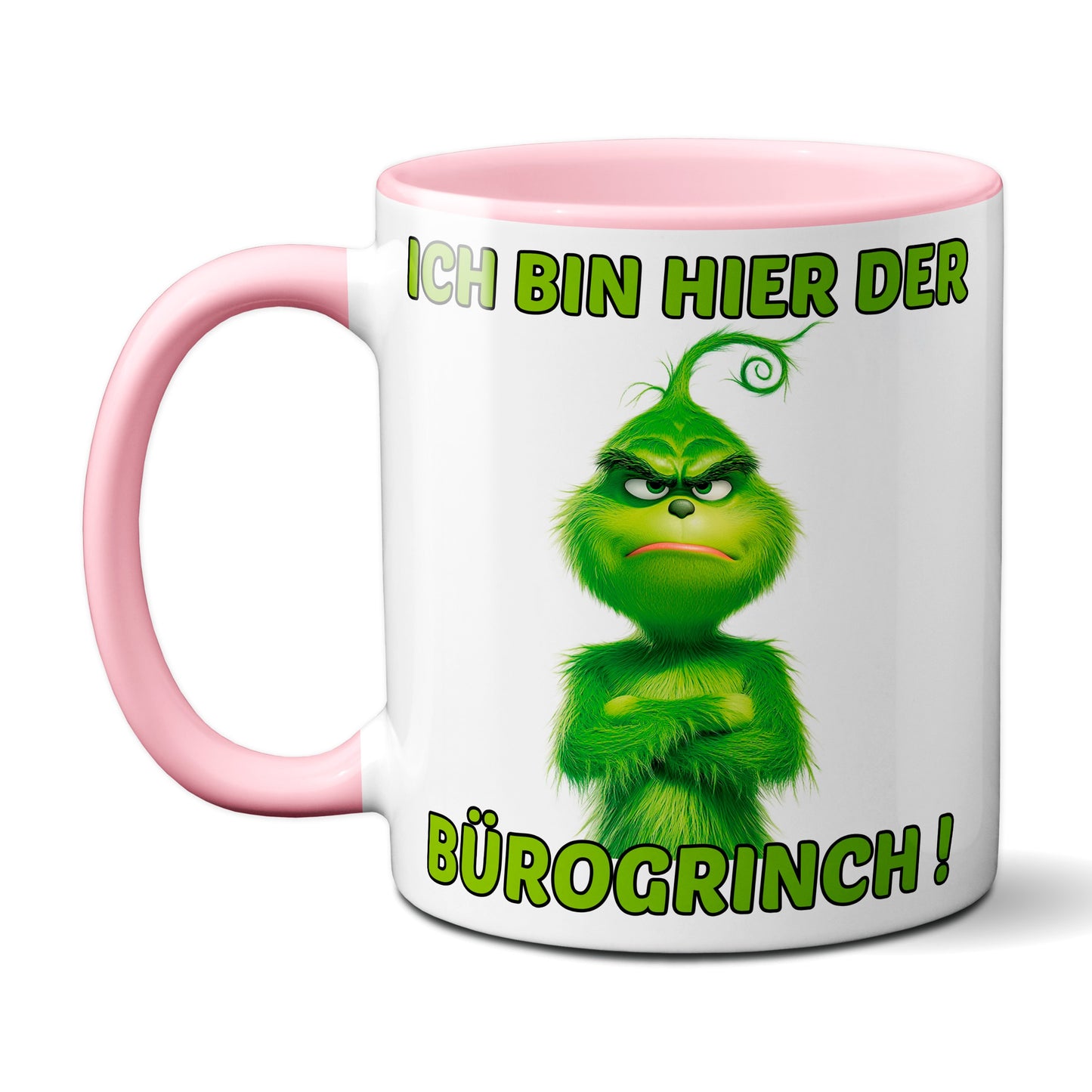 Weihnachten "Bürogrinch" - lustig - Tasse - Kaffeebecher (rosa)