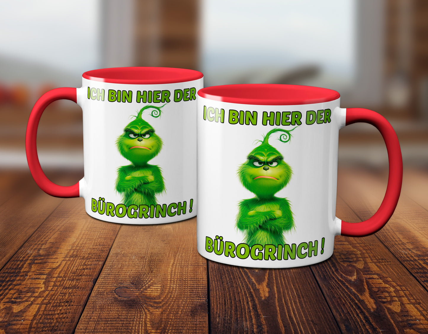 Weihnachten "Bürogrinch" - lustig - Tasse - Kaffeebecher (rot)