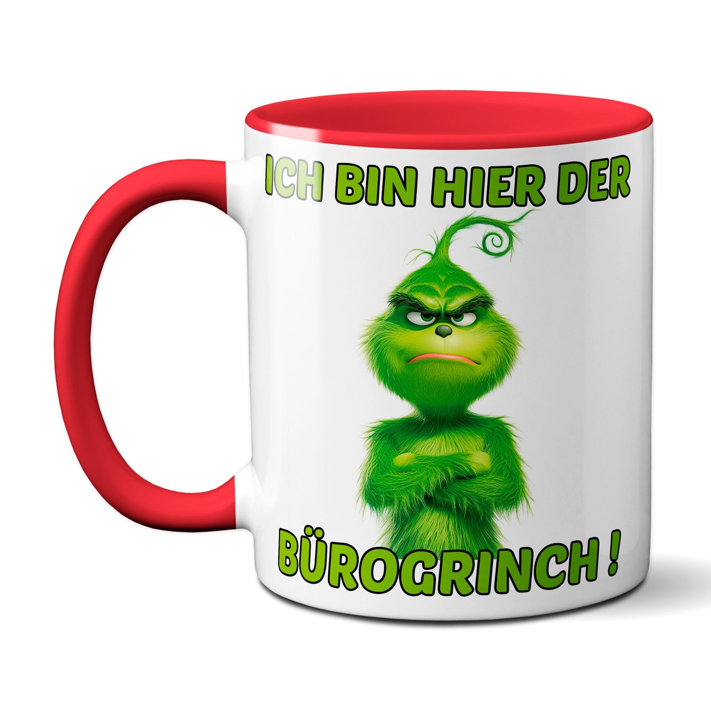 Weihnachten "Bürogrinch" - lustig - Tasse - Kaffeebecher (rot)