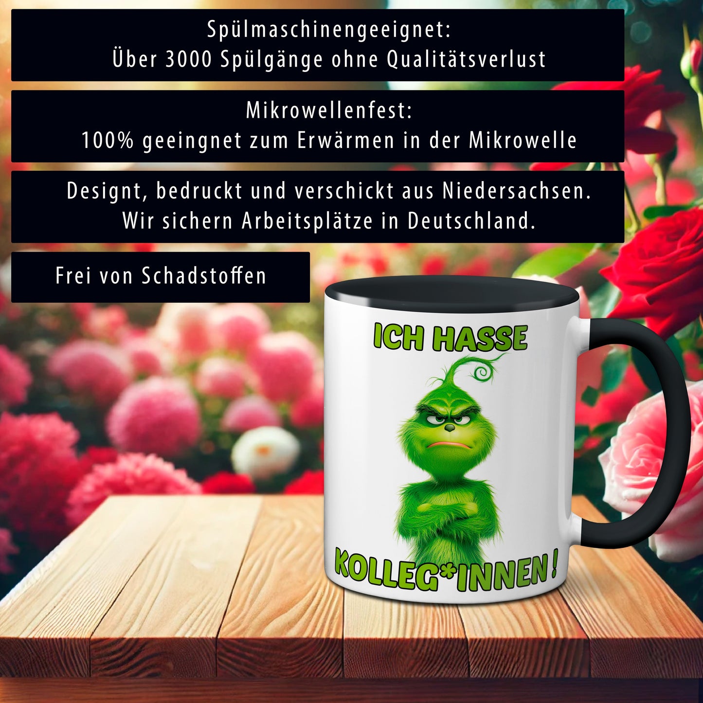 Weihnachten "Hasse Kolleg*innen" - lustig - Tasse - Kaffeebecher (schwarz)
