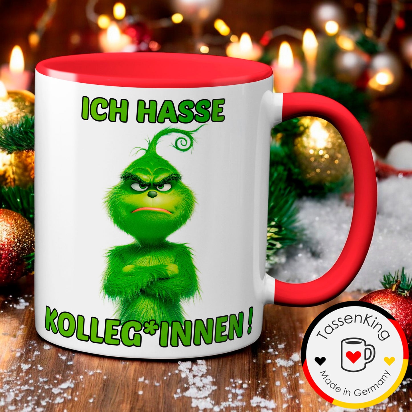 Weihnachten "Hasse Kolleg*innen" - lustig - Tasse - Kaffeebecher (rot)