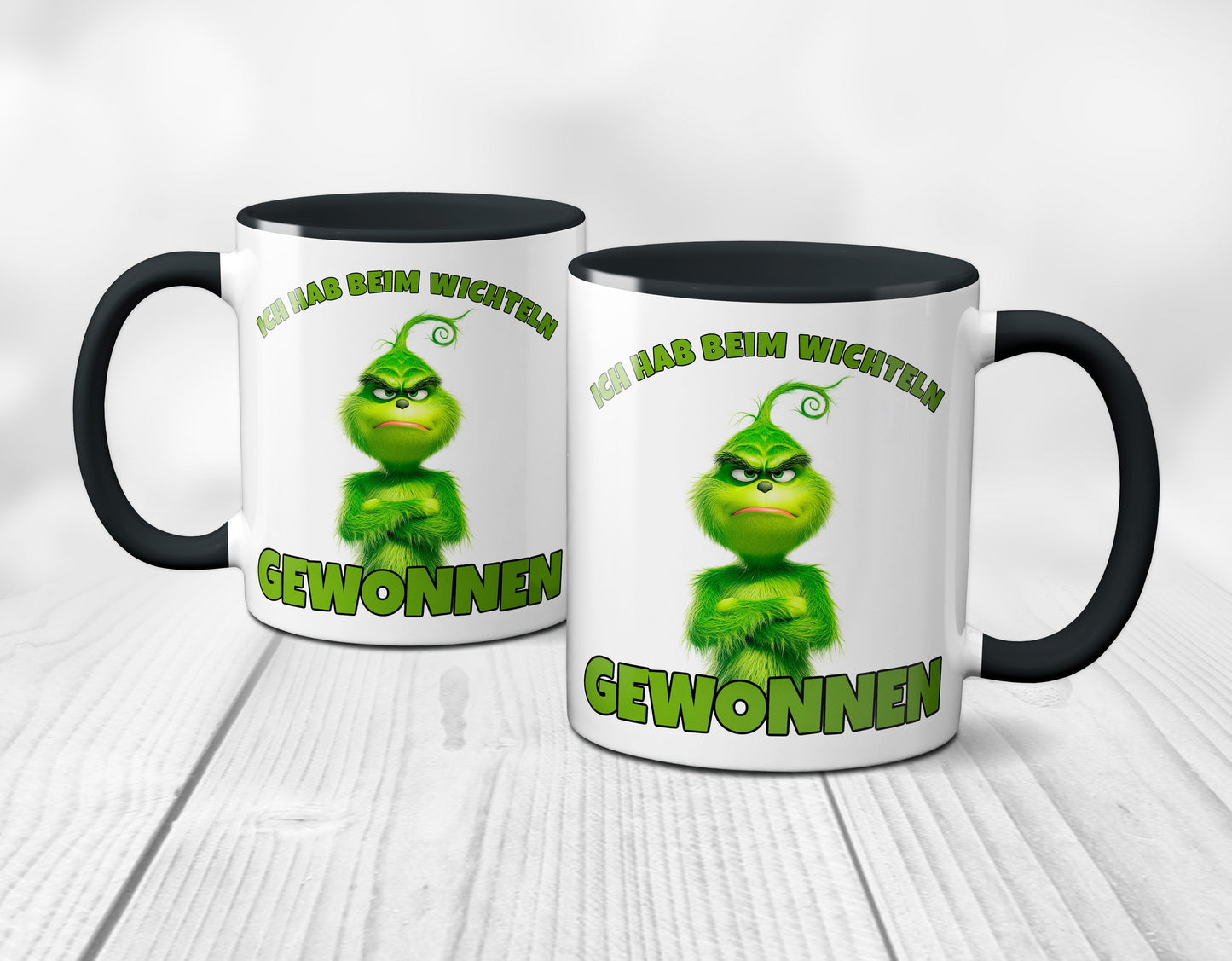 Anti Weihnachten "Ich hab beim Wichteln gewonnen" - Tasse - Kaffeebecher (schwarz)