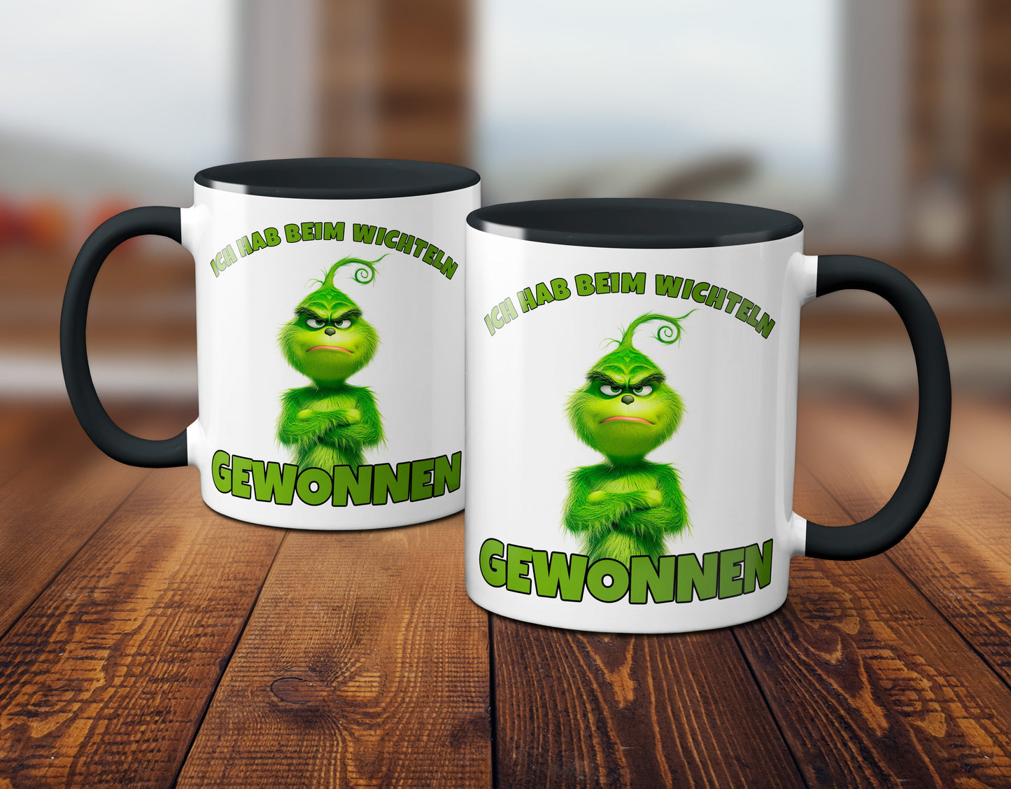 Anti Weihnachten "Ich hab beim Wichteln gewonnen" - Tasse - Kaffeebecher (schwarz)