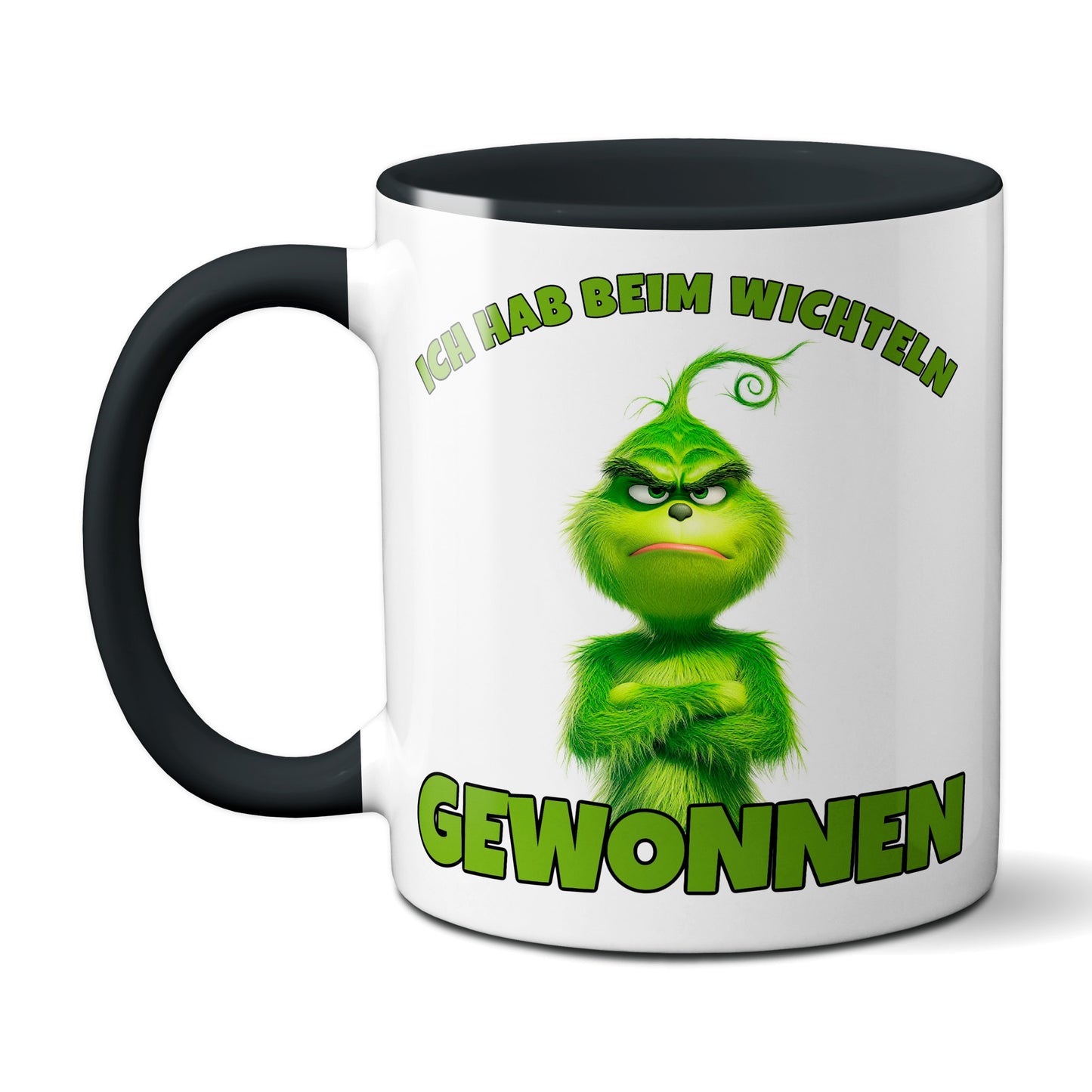 Anti Weihnachten "Ich hab beim Wichteln gewonnen" - Tasse - Kaffeebecher (schwarz)