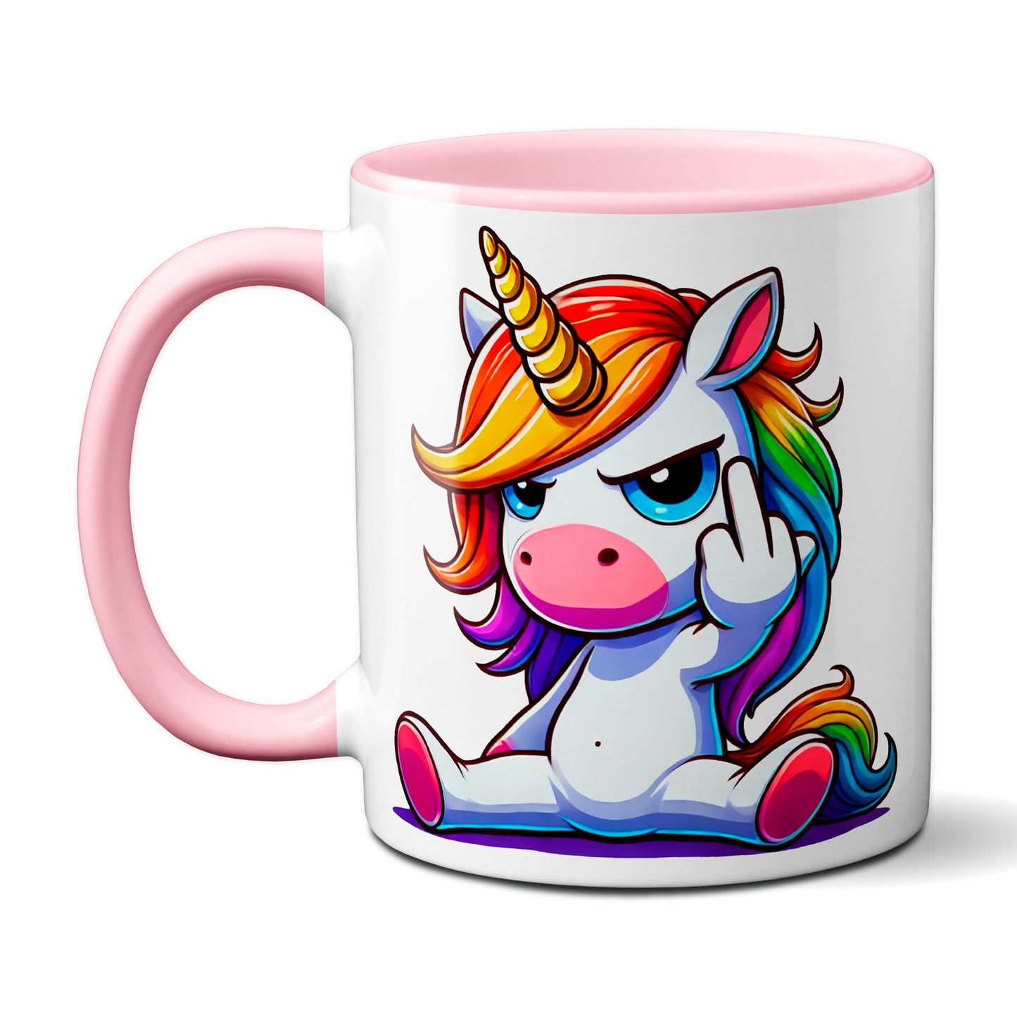 Einhorn mit Mittelfinger - Tasse - Kaffeebecher (rosa)