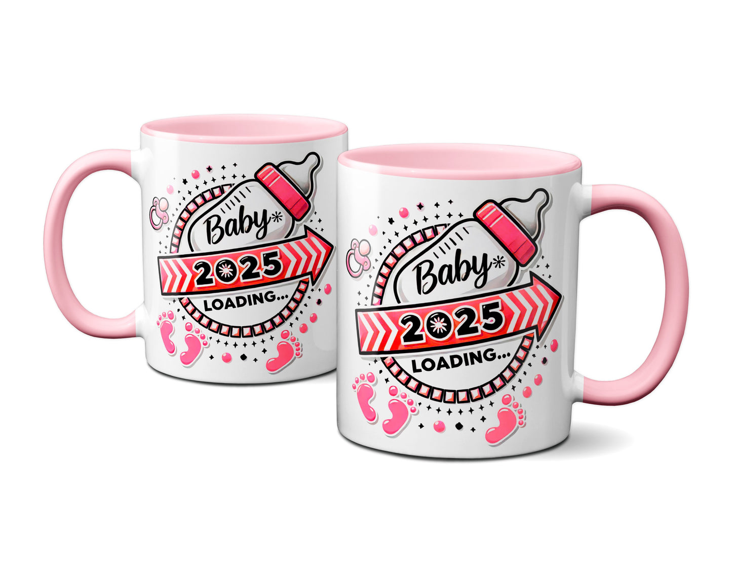 Baby Loading 2025 - Motiv rot - rosa Tasse (Girl, Mädchen)