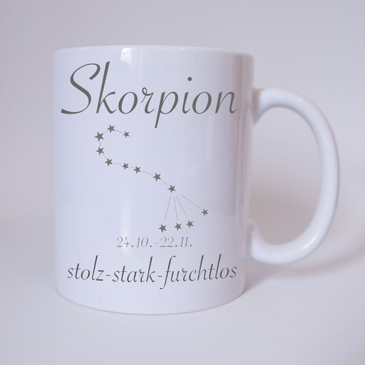 Bandneu ! Sichere dir jetzt für dich selbst oder als Geschenk die einzigartige Sternzeichen Skorpion Tasse von TassenKing.com