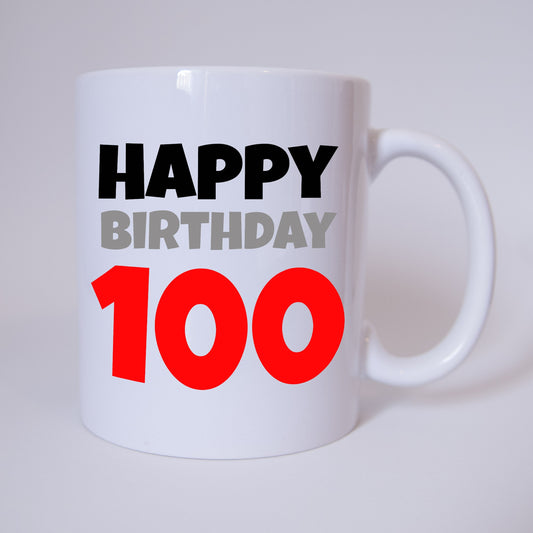 Tasse - Kaffeetasse - Kaffeebecher - Happy Birthday - 100 - 100 Jahre - rot - Geburtstag - Geschenk - Verschenken