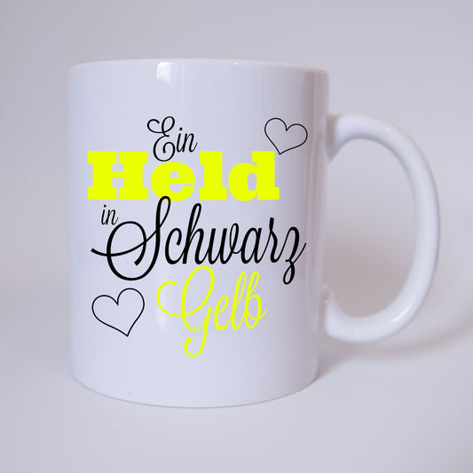 Ein Held in Schwarz Gelb - Fussball - Tasse - Fan Tasse