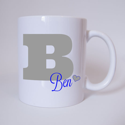 Individuelle Namenstasse Buchstabe B (Grau/Blau)