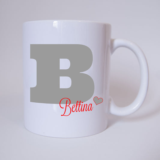 Individuelle Namenstasse Buchstabe B (Grau/Rot)
