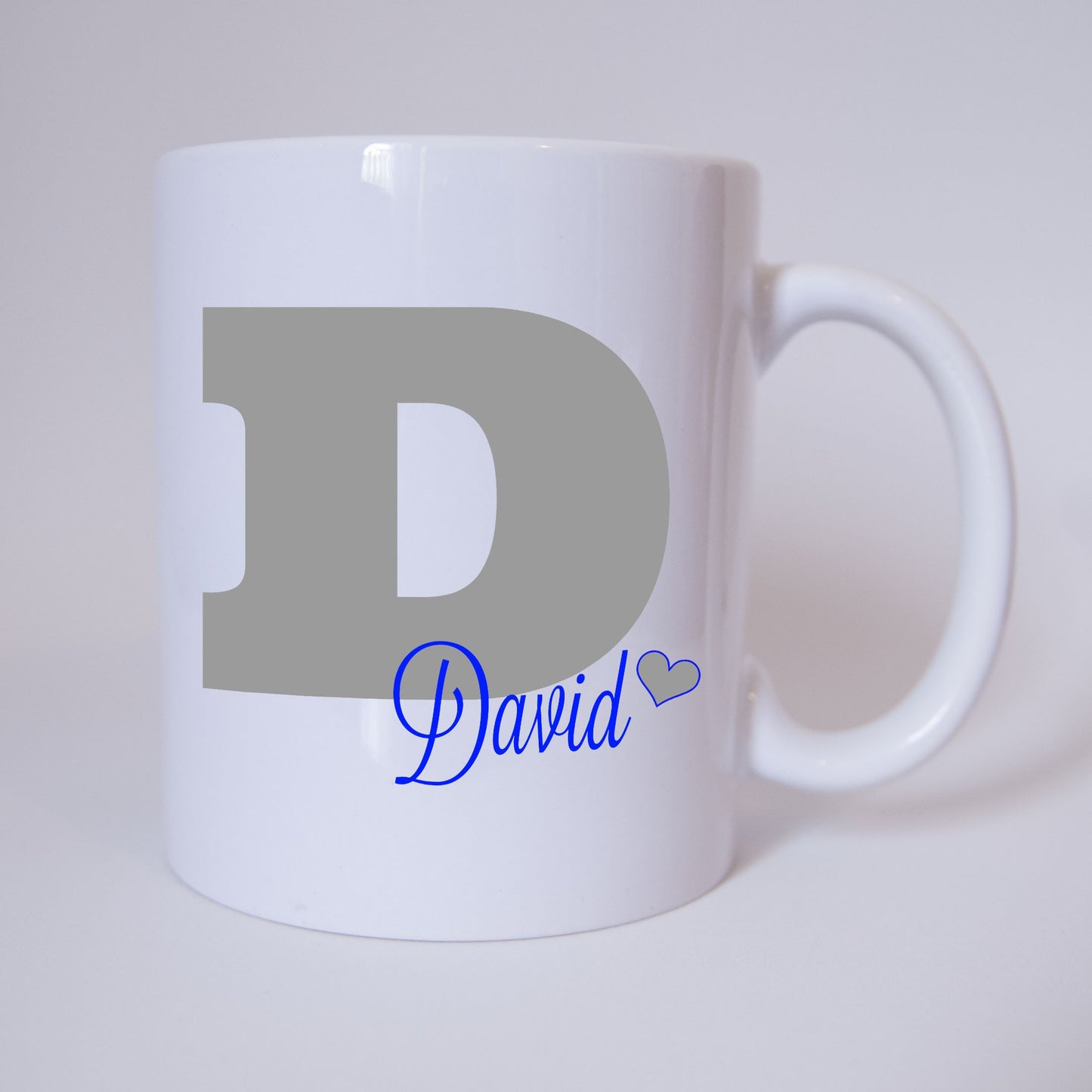 Individuelle Namenstasse Buchstabe D (Grau/Blau)