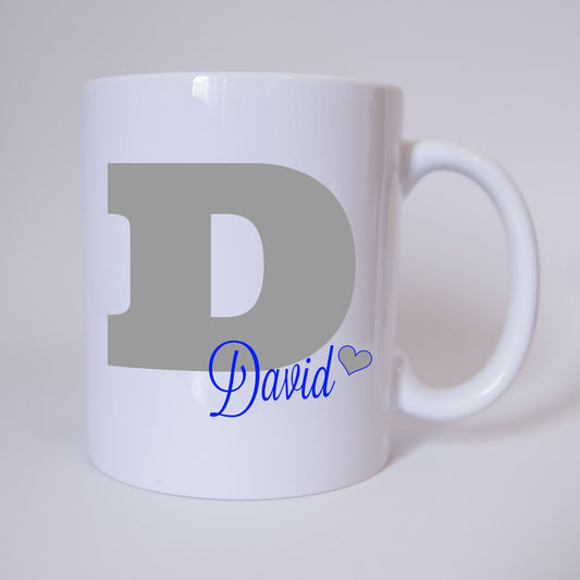 Individuelle Namenstasse Buchstabe D (Grau/Blau)