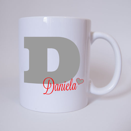 Individuelle Namenstasse Buchstabe D (Grau/Rot)