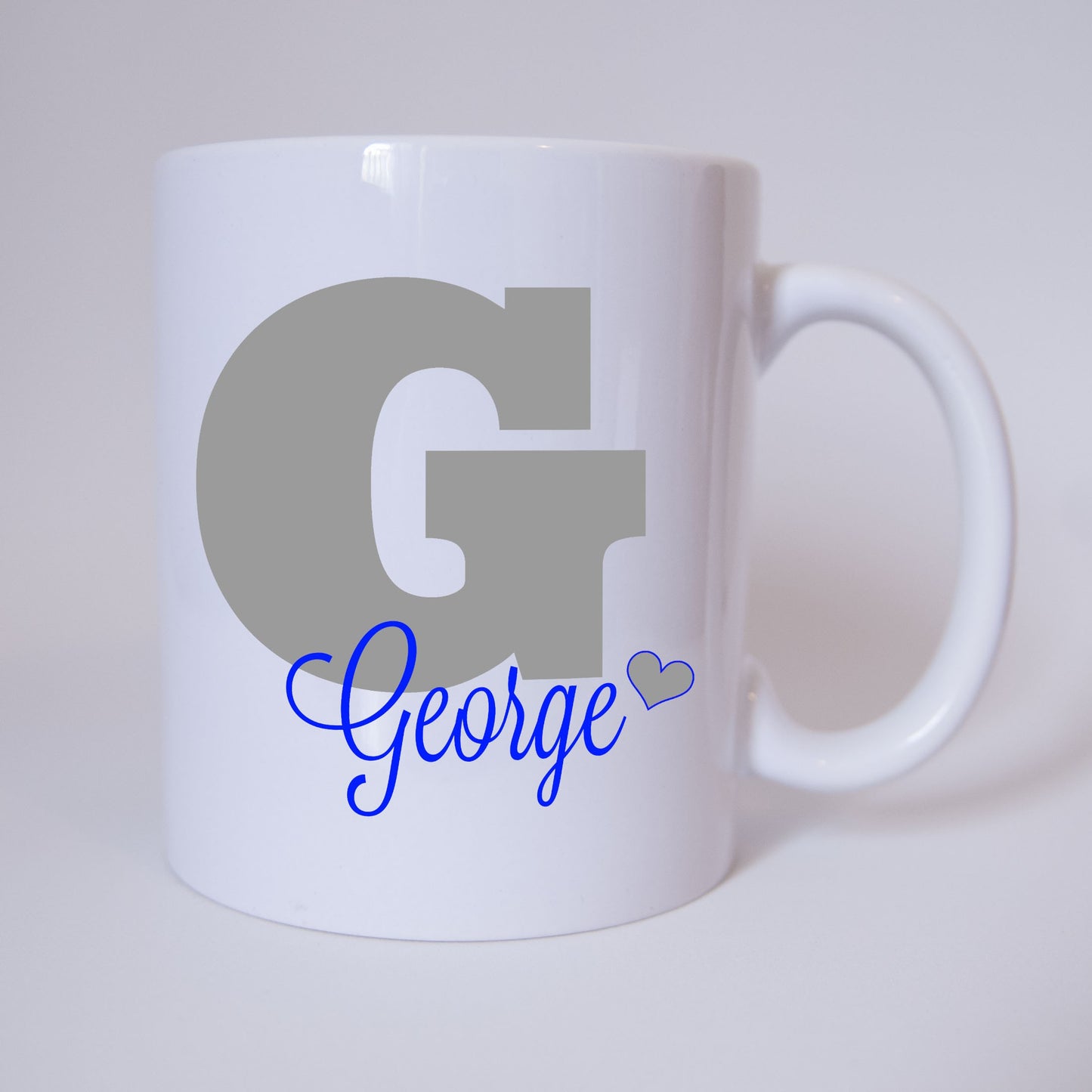 Individuelle Namenstasse Buchstabe G (Grau/Blau)