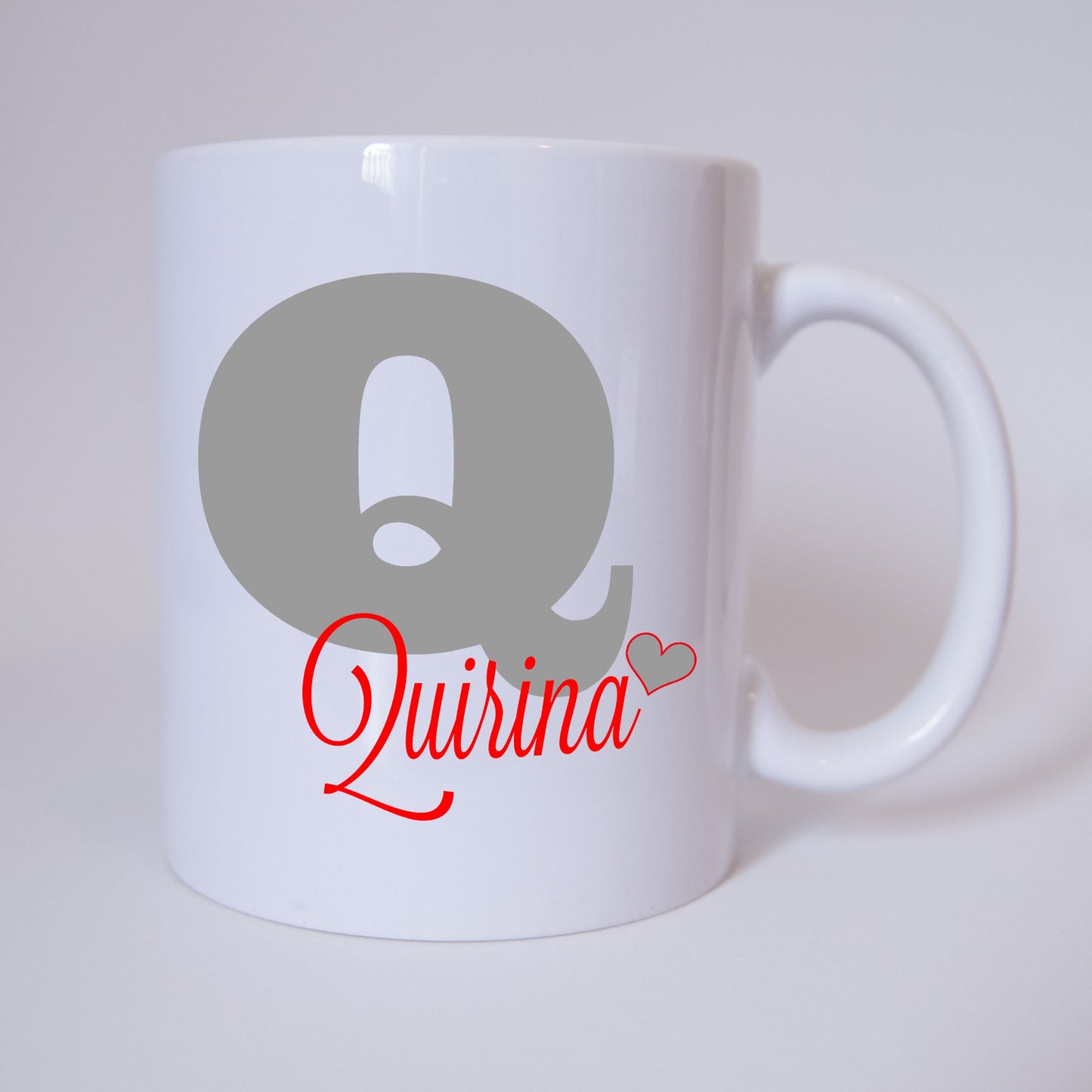 Individuelle Namenstasse Buchstabe Q (Grau/Rot)
