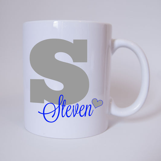 Individuelle Namenstasse Buchstabe S (Grau/Blau)