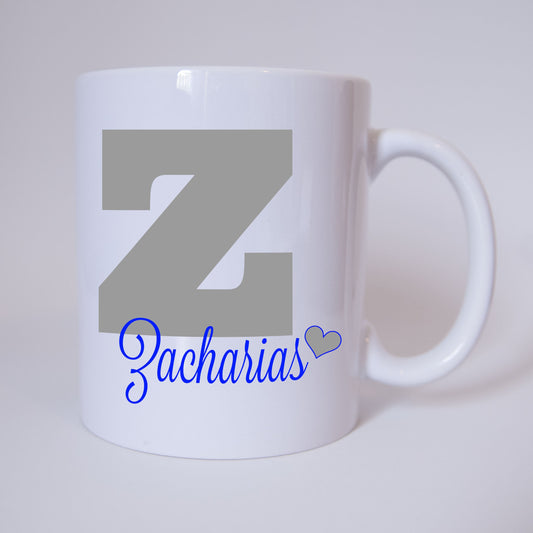 Individuelle Namenstasse Buchstabe Z (Grau/Blau)