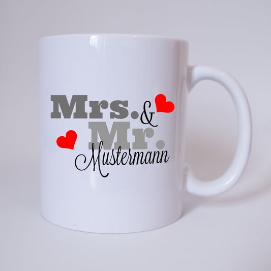 Mr. & Mrs. mit individuellen Namen - Tasse