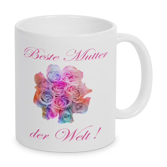 Beste Mutter der Welt (Blumen) - Tasse - Kaffeebecher - Geschenk