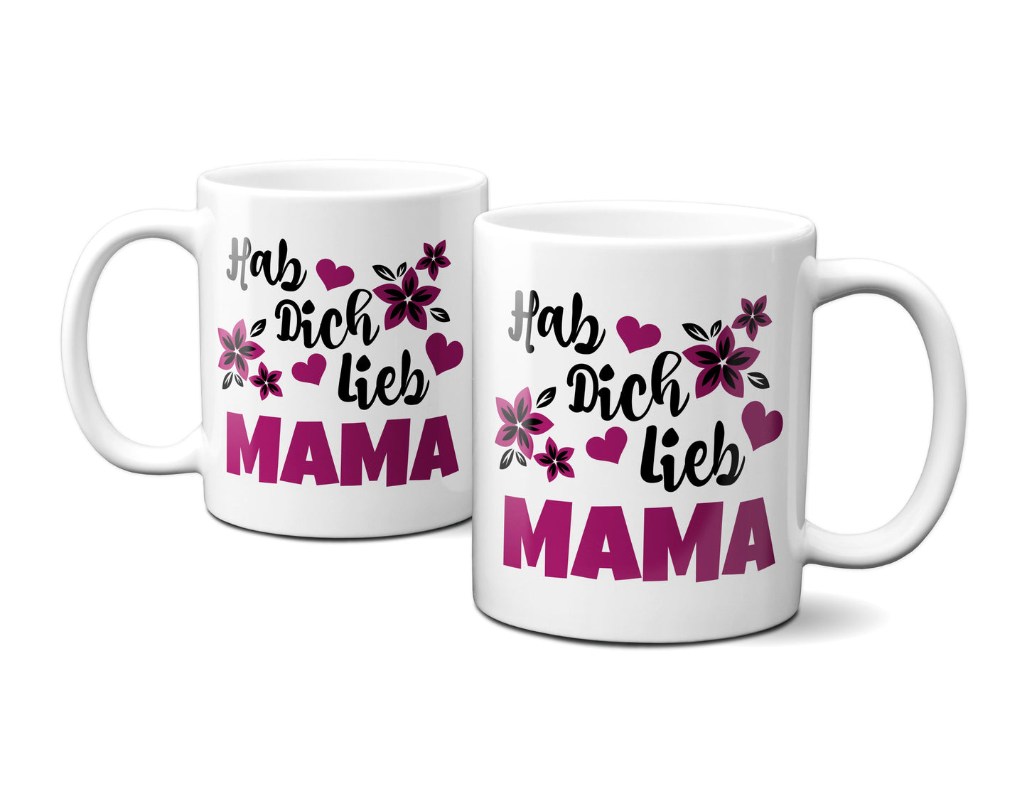 Hab Dich lieb Mama - Tasse mit lila Blüten