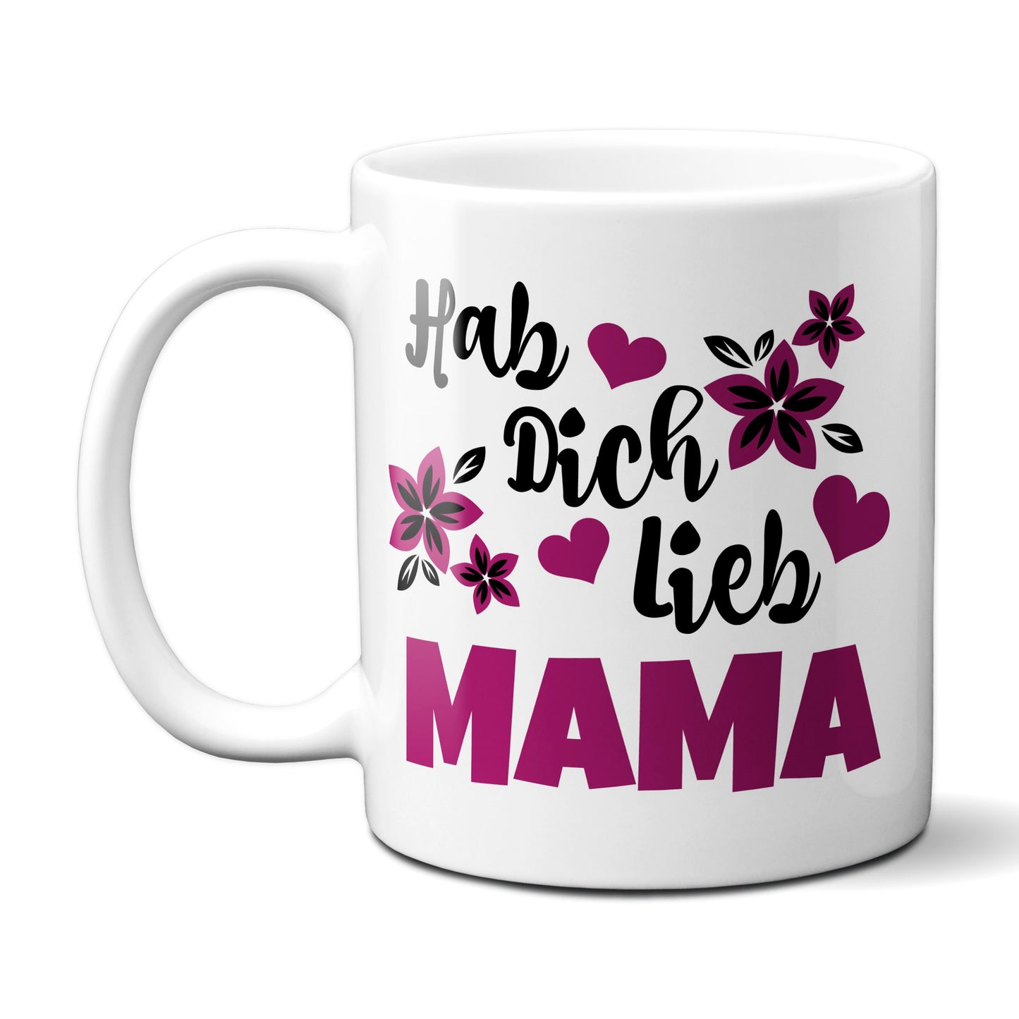Hab Dich lieb Mama - Tasse mit lila Blüten