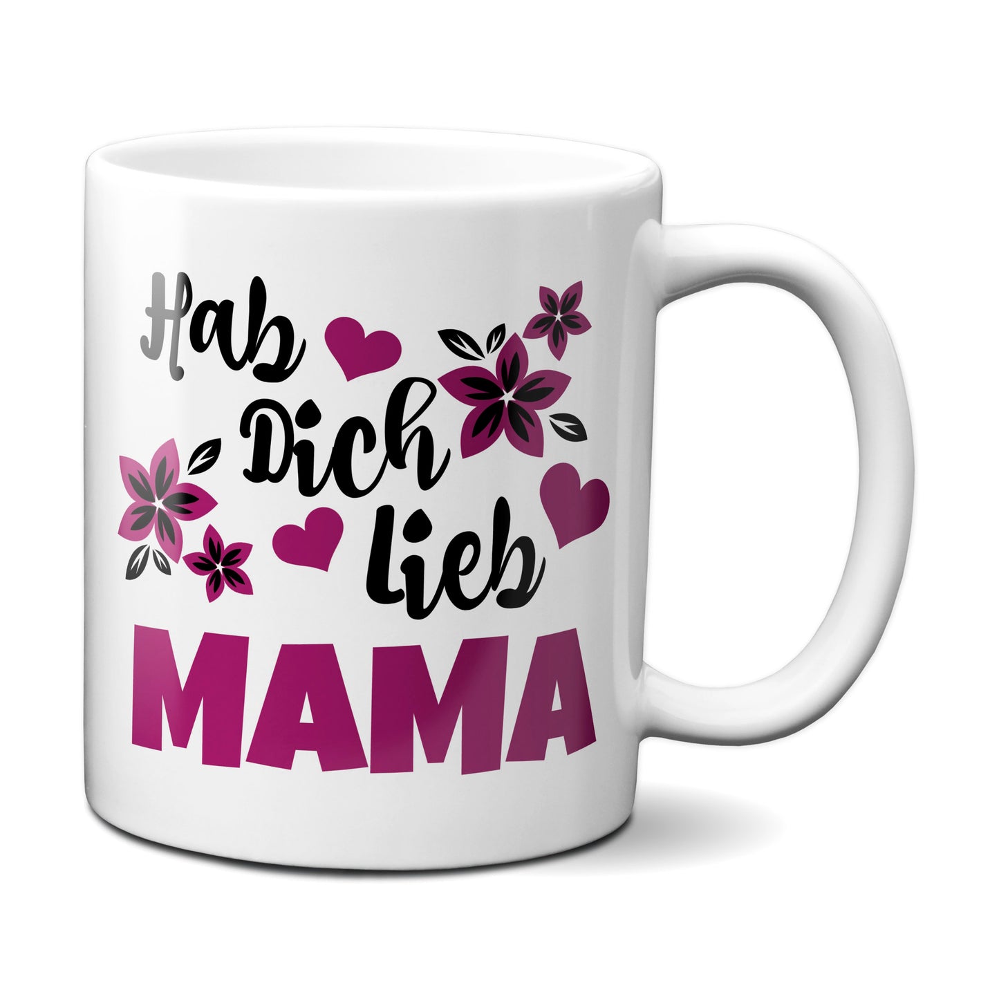 Hab Dich lieb Mama - Tasse mit lila Blüten