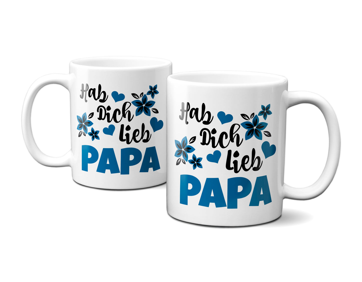 Hab Dich lieb Papa - Tasse mit blauen Blüten