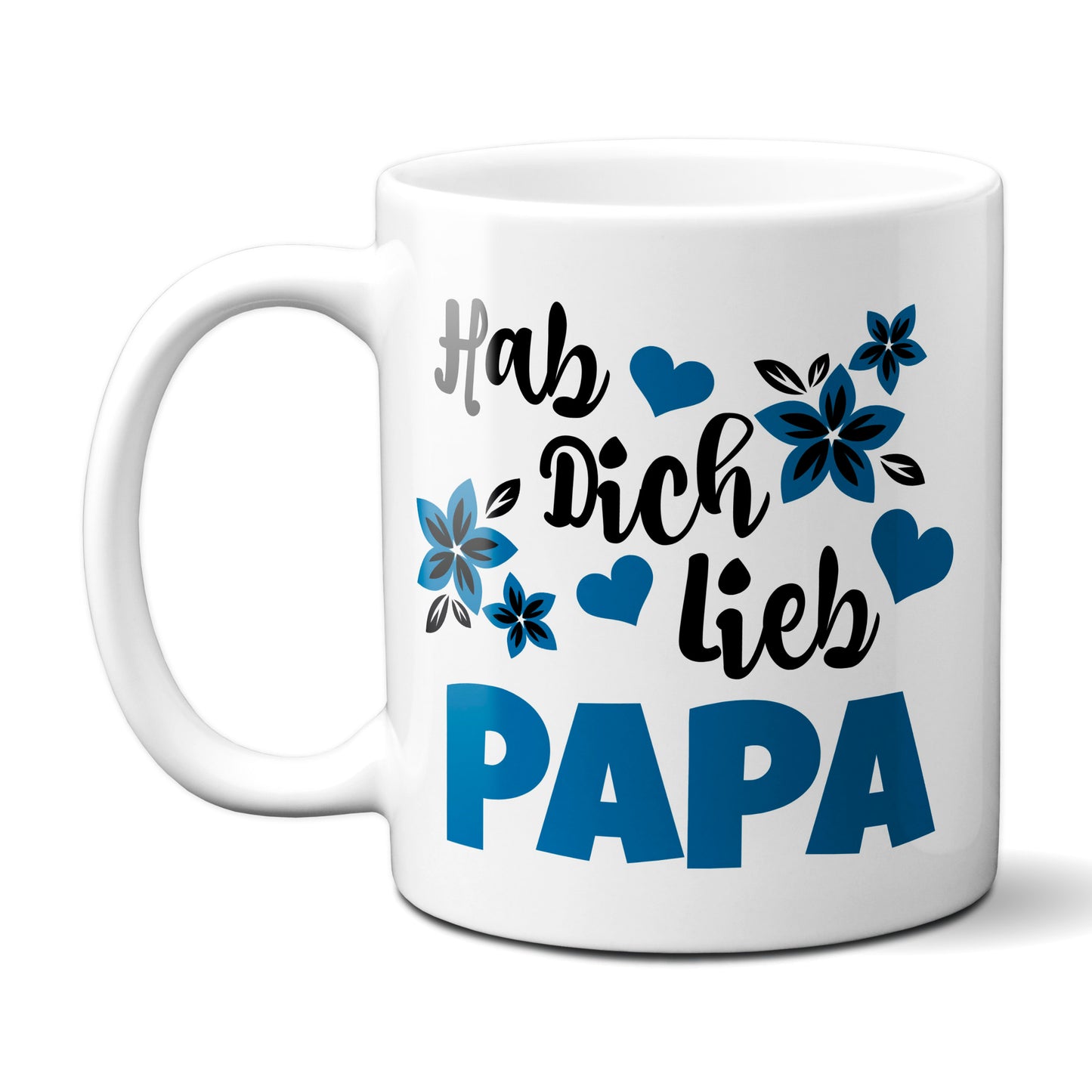Hab Dich lieb Papa - Tasse mit blauen Blüten