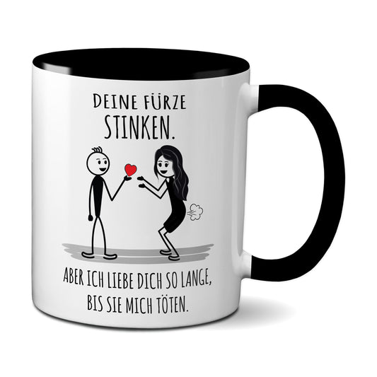 Deine Fürze stinken, aber ich liebe Dich (sie pupst) (schwarz)