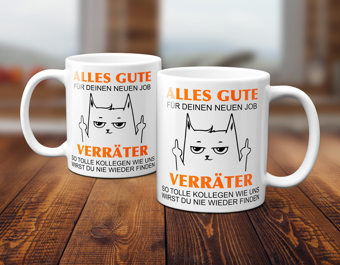Alles Gute für Deinen neuen Job. Du Verräter! - Katze / Weiß Tasse - Kaffeebecher