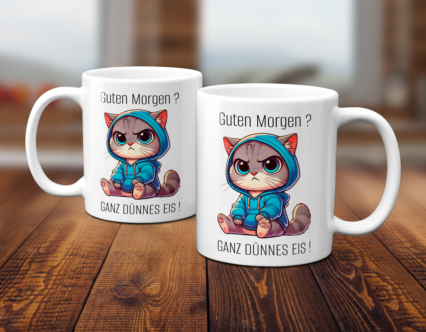 Süße Katze mit Spruch - Guten Morgen? Ganz dünnes Eis!