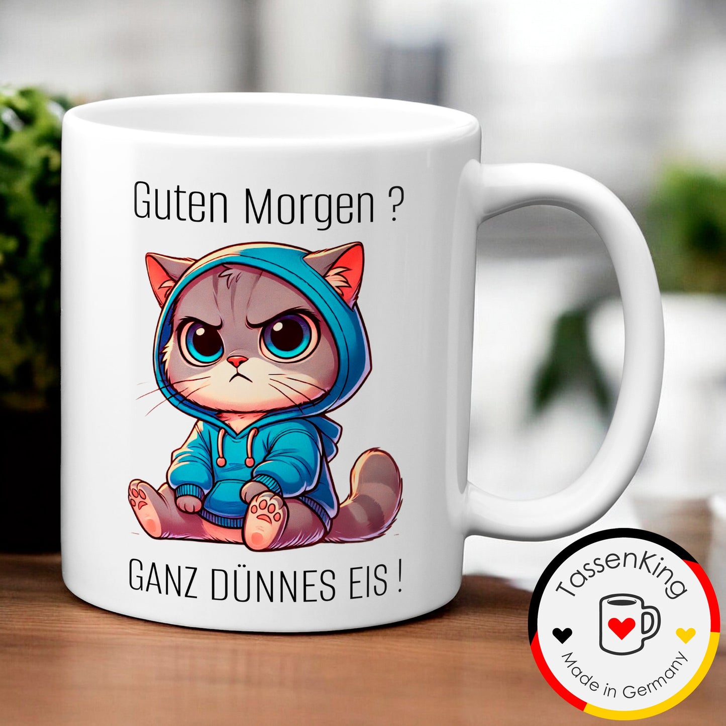 Süße Katze mit Spruch - Guten Morgen? Ganz dünnes Eis!