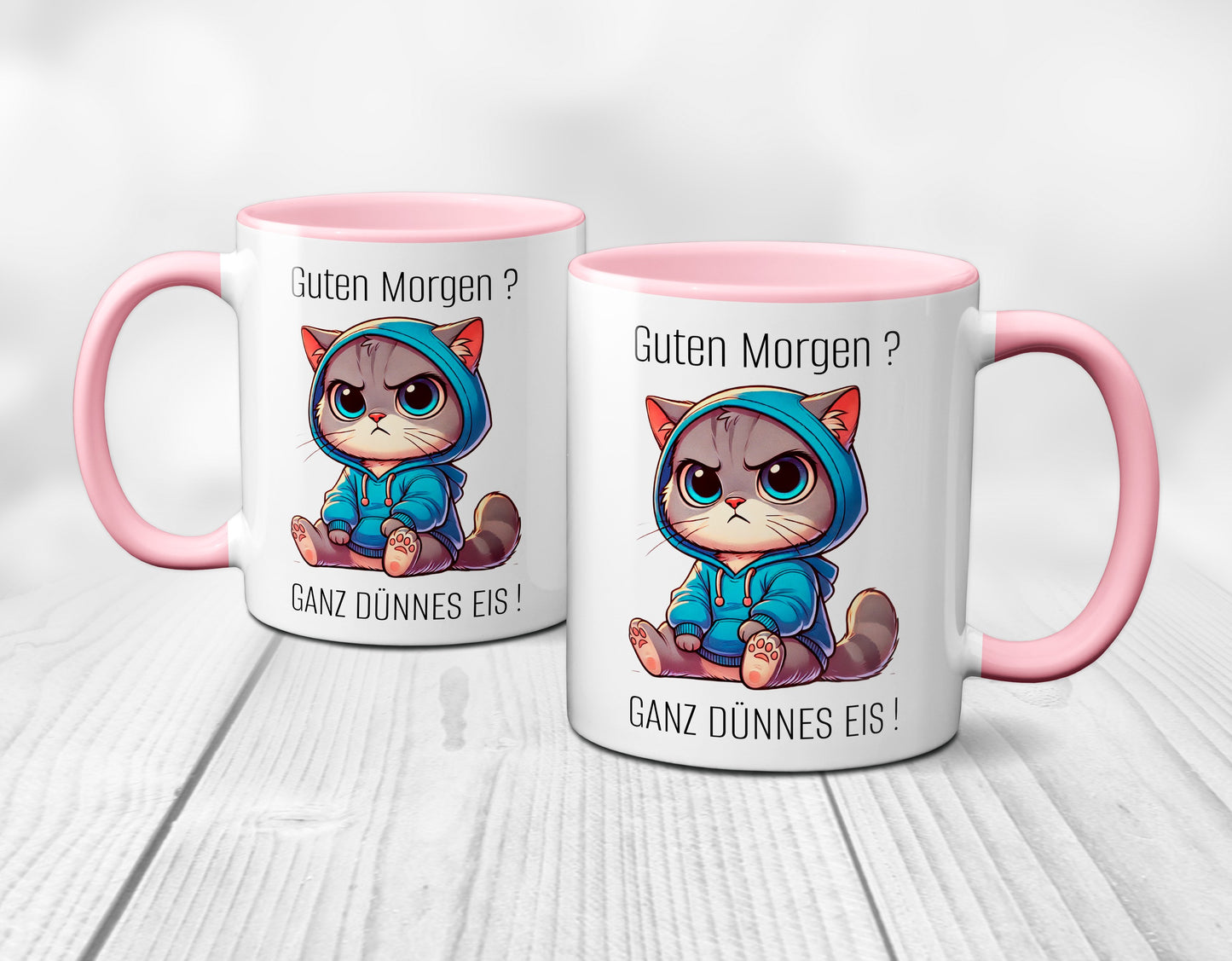 Süße Katze mit Spruch - Guten Morgen? Ganz dünnes Eis! (rosa)