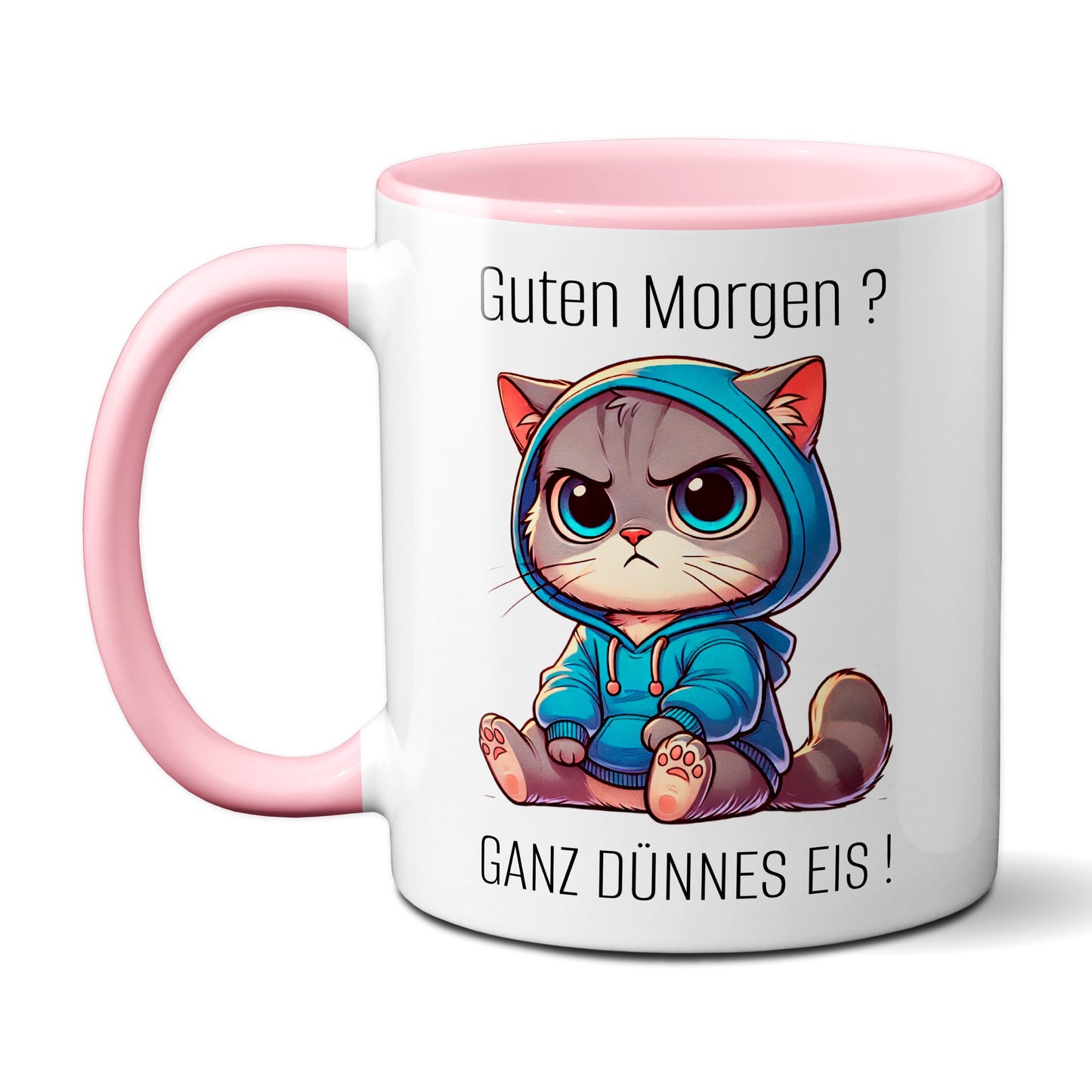 Süße Katze mit Spruch - Guten Morgen? Ganz dünnes Eis! (rosa)