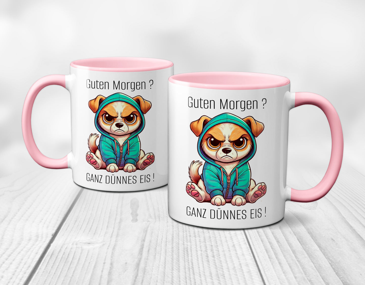 Süßer Hund mit Spruch - Guten Morgen? Ganz dünnes Eis! (rosa)