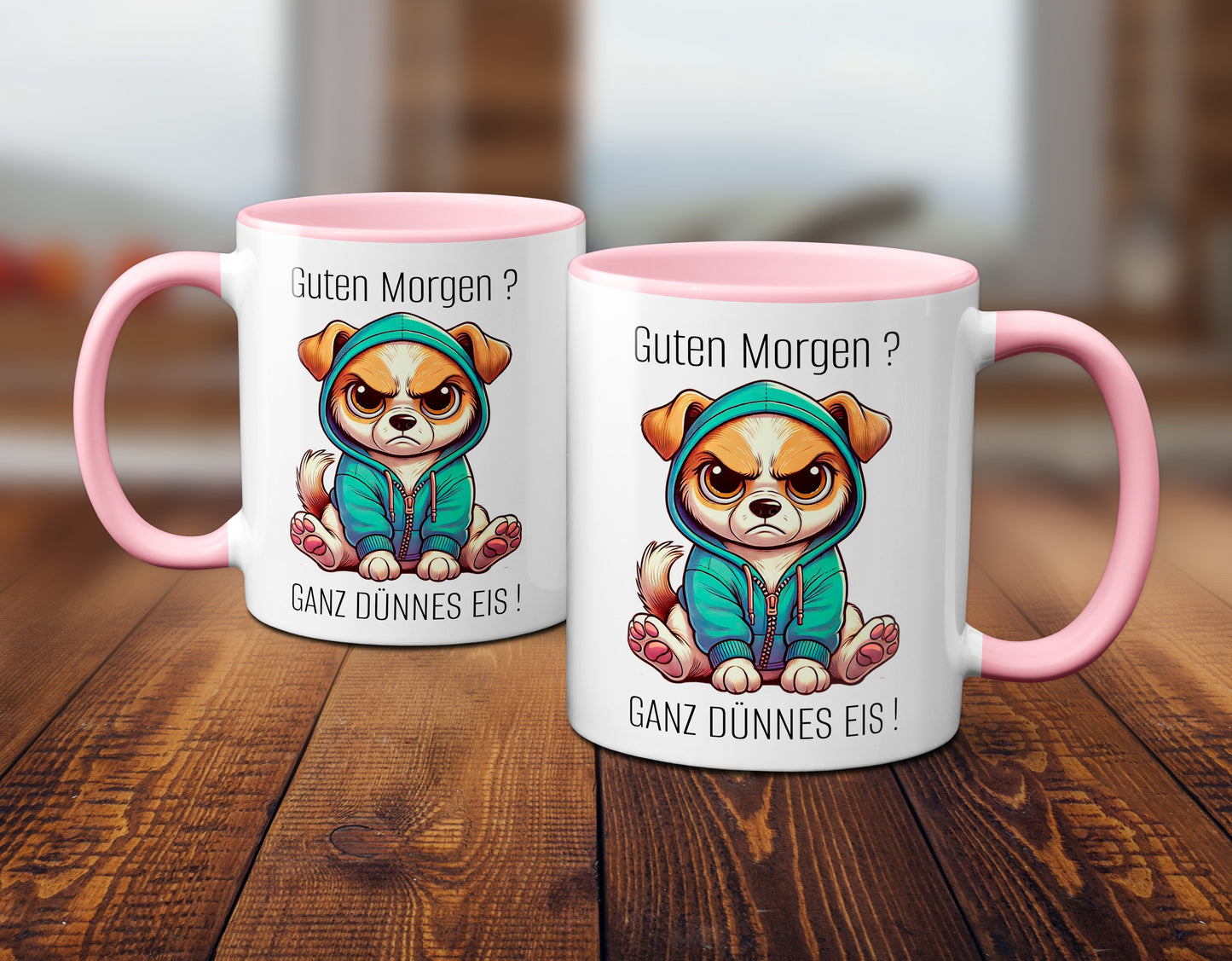 Süßer Hund mit Spruch - Guten Morgen? Ganz dünnes Eis! (rosa)