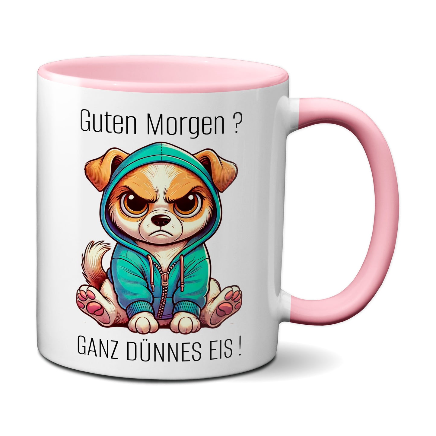 Süßer Hund mit Spruch - Guten Morgen? Ganz dünnes Eis! (rosa)
