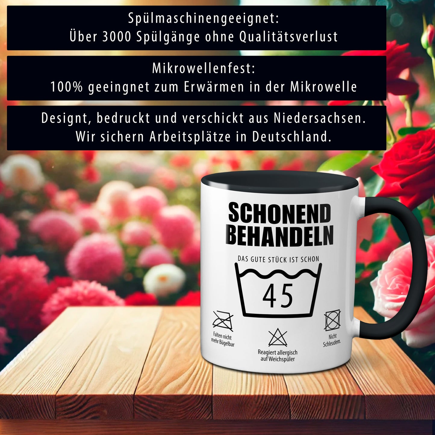 Schonend behandeln. Das gute Stück ist schon 45. - schwarz