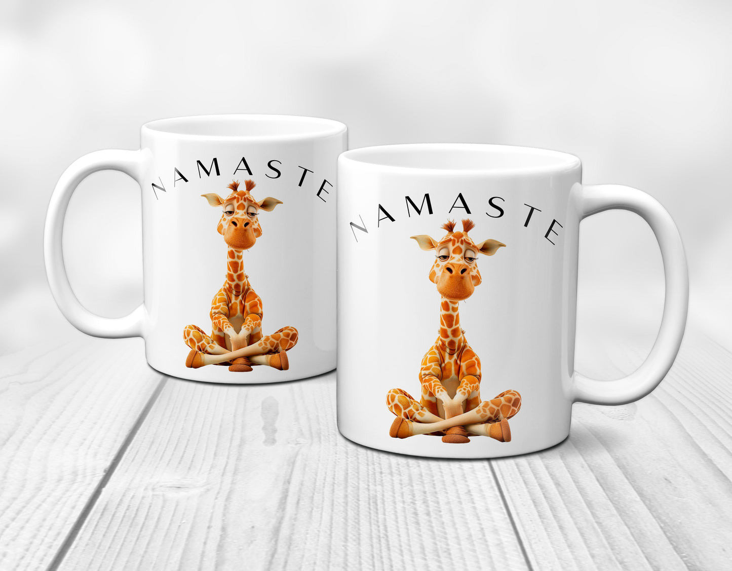 Yoga Giraffe mit entspanntem Blick - Namaste