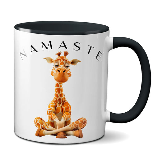 Yoga Giraffe mit entspanntem Blick - Namaste / Schwarz