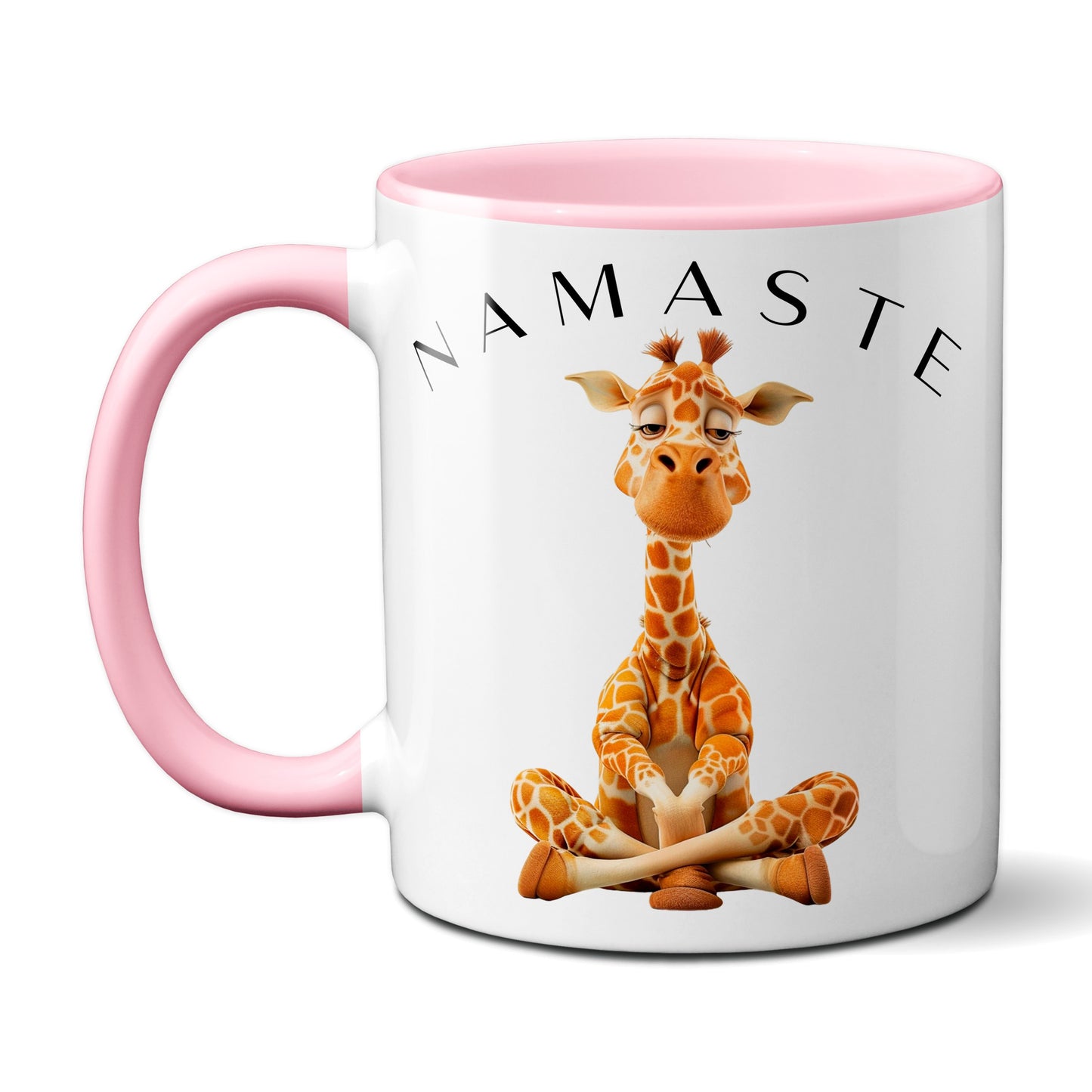 Yoga Giraffe mit entspanntem Blick - Namaste / Rosa