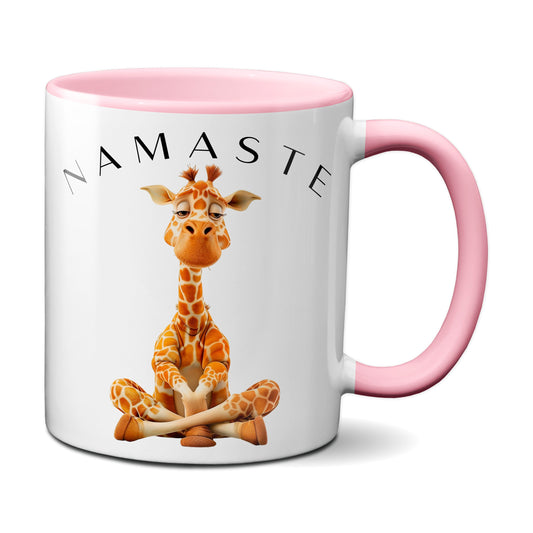 Yoga Giraffe mit entspanntem Blick - Namaste / Rosa