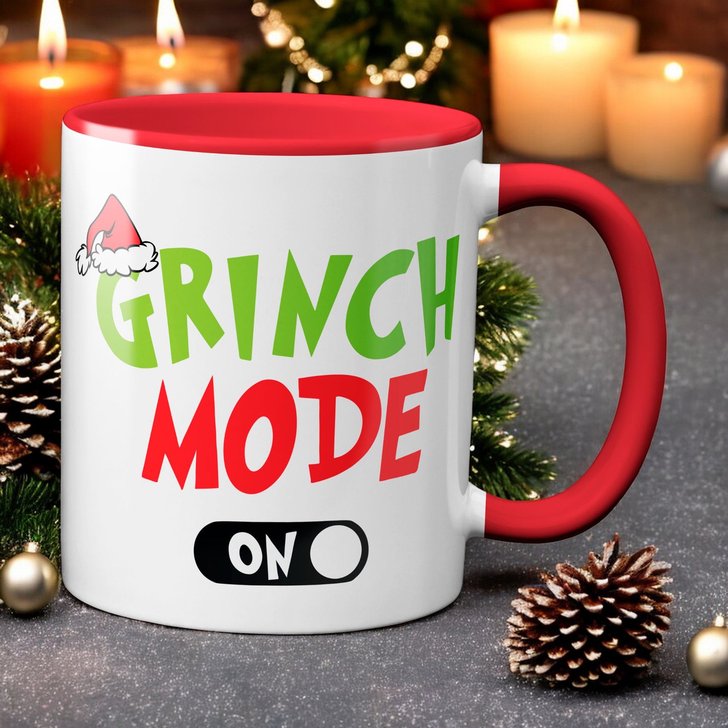 Weihnachten "Grinch Mode On"  - lustig - Tasse - Kaffeebecher (Rot)