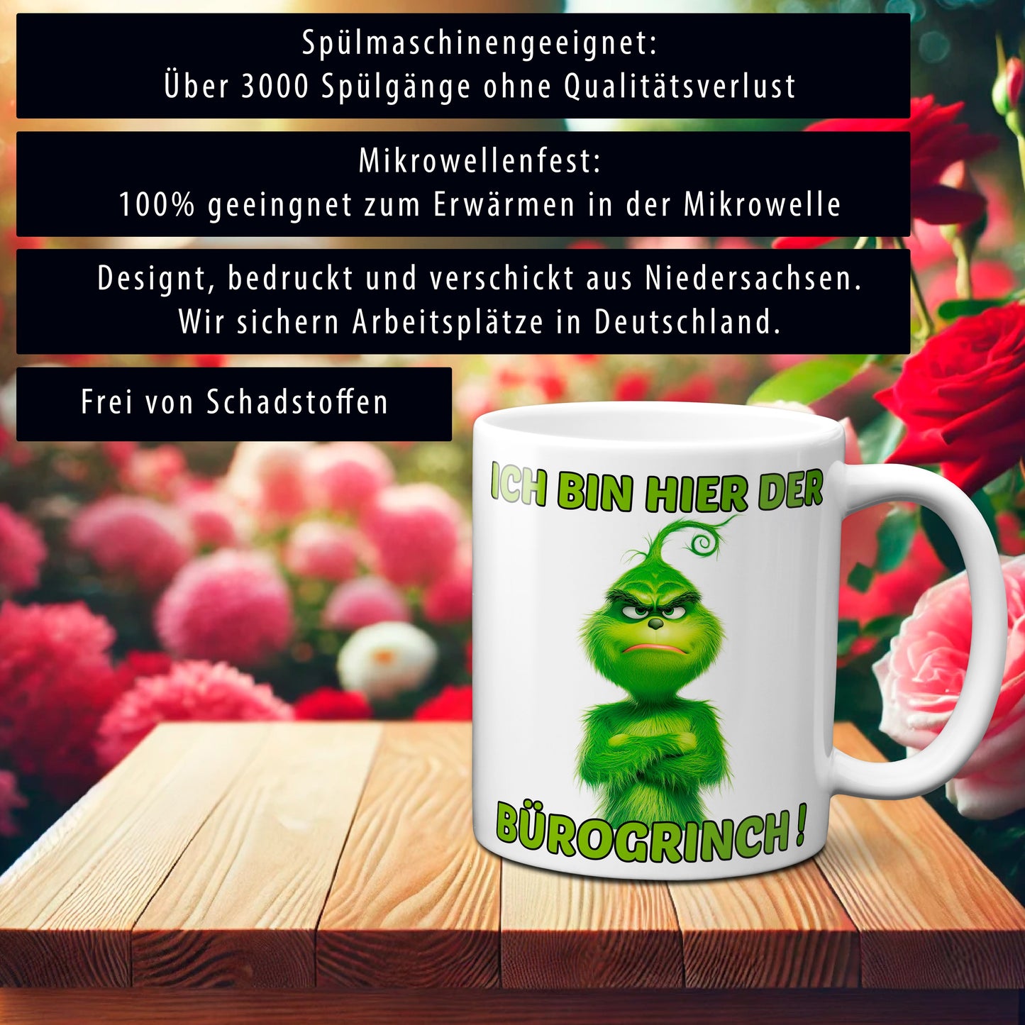 Weihnachten "Bürogrinch"  - lustig - Tasse - Kaffeebecher (Weiß)