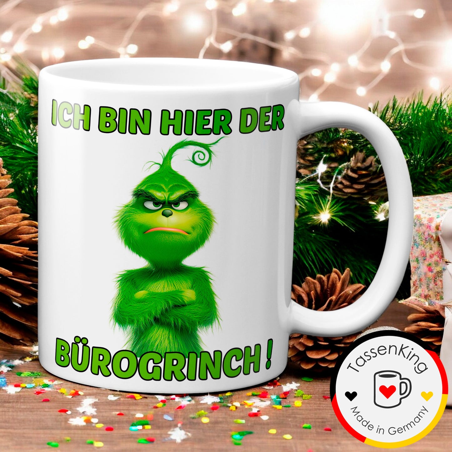 Weihnachten "Bürogrinch"  - lustig - Tasse - Kaffeebecher (Weiß)